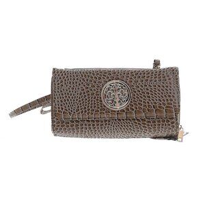 NWT Sasha New York Brown Croc-Embossed Wristlet Wallet Crossbody Bag